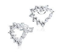 Heart Designed CZ Silver Stud Earrings STS-4255